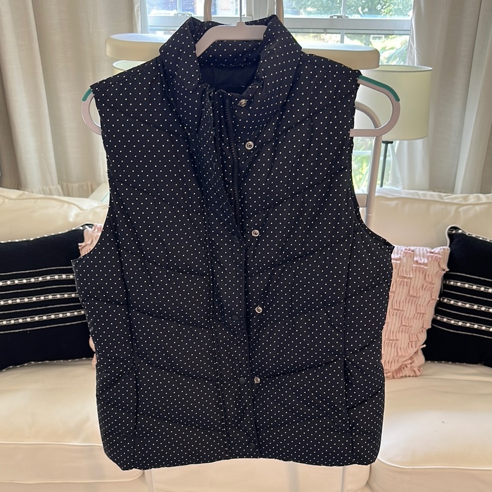 GAP Factory Blue Quilted Vest Sleeveless Stand-up Collar